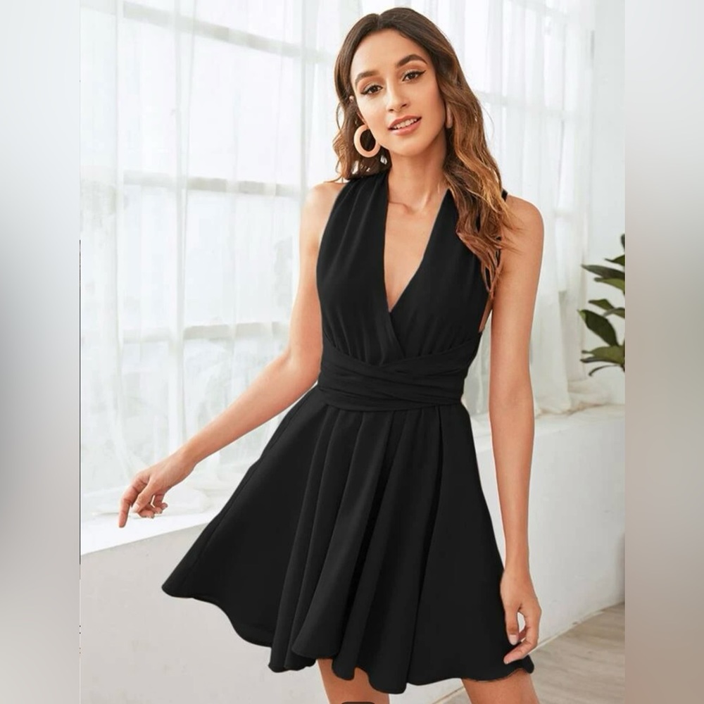 Lace Up Black Dress